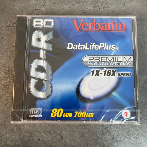 Verbatim DataLifePlus CD-R 80 700MB 1X-16X Speed Premium AZO Blue Tech. 2-Pack - Picture 4 of 4